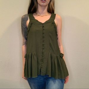 Romeo & Juliet Olive Green Sheer Top